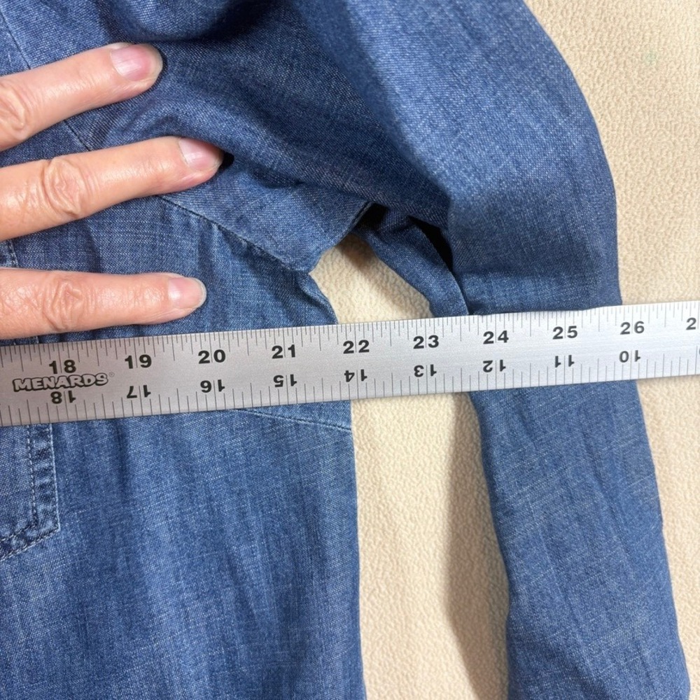 J. Jill Denim Ombre Dip‎ Dye Button Down Shirt Med Blue White Coastal Boho Chic - Picture 6 of 7